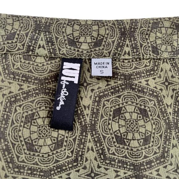 Kut From The Kloth Shirt Top Long Sleeved Sheer Green Button Front Blouse Size S - Picture 10 of 14